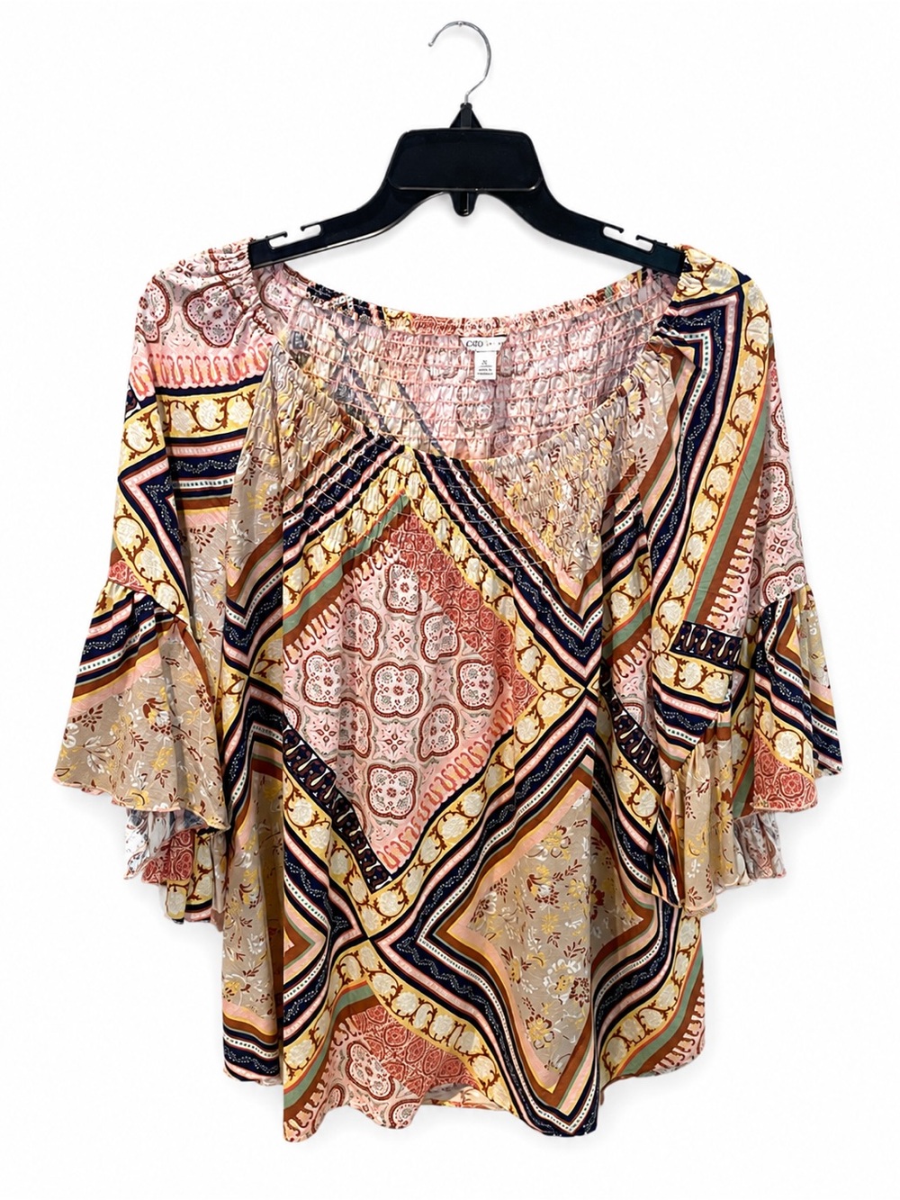 Boho Patchwork Peasant Blouse Flutter Sleeve XL | Cato - Picture 1 of 11